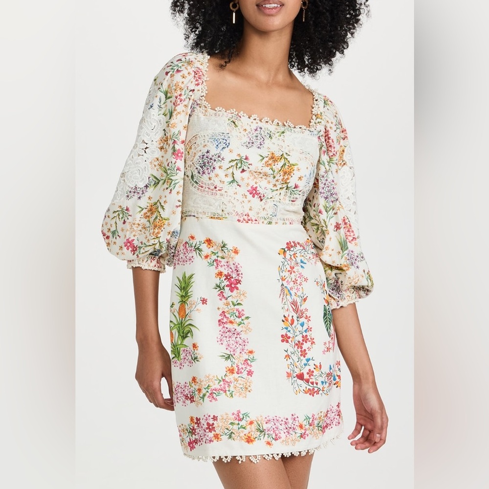 FARM RIO Delicate Forest Scarves Mini Dress XS